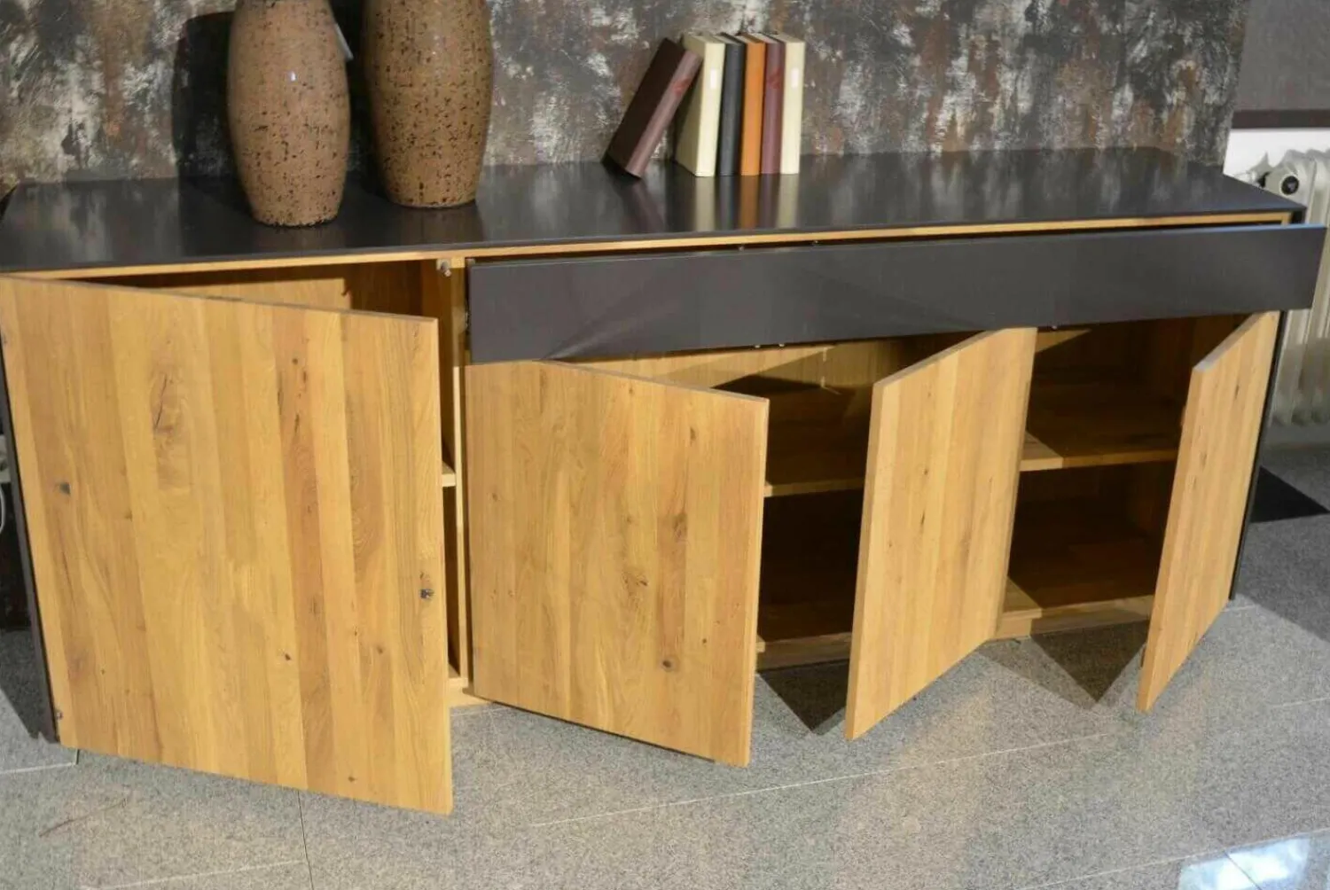 WK Wohnen Kommoden & Sideboards|Sideboard WK 456 Wildeiche Bianco Lack Braun