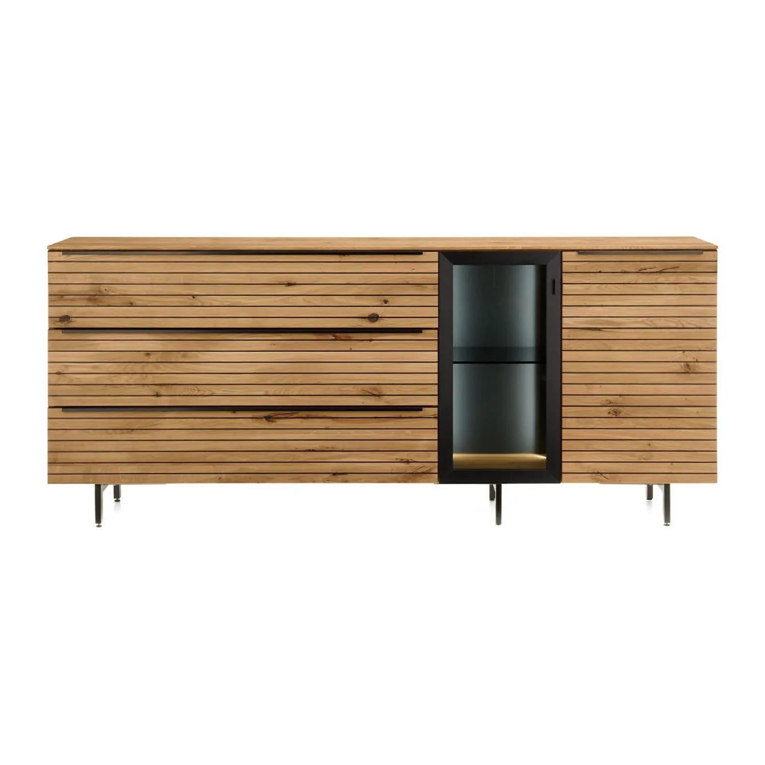 WK Wohnen Kommoden & Sideboards|Sideboard WK490 Baristo 180152 Asteiche Natur Anthrazit Farbglas Satiniert