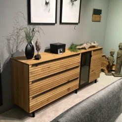 WK Wohnen Kommoden & Sideboards|Sideboard WK490 Baristo 180152 Asteiche Natur Anthrazit Farbglas Satiniert