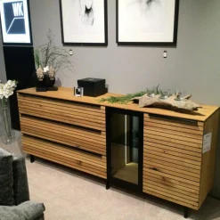 WK Wohnen Kommoden & Sideboards|Sideboard WK490 Baristo 180152 Asteiche Natur Anthrazit Farbglas Satiniert