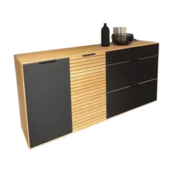 Wöstmann Kommoden & Sideboards|Sideboard WM 2320 Erle Front Mattglas Carbon Schwarz Sockel Carbonfarbig