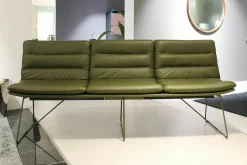 KFF Bänke|Sitzbank Arva 3,5-Sitzer Leder Sauvage Avocado 8116 Grün Drahtkufengestell Struktur Olive