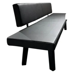 Janua Bänke|Sitzbank BB 32 Connect Leder Orient Ebony Schwarz Gestell Tiefschwarz Pulverbeschichtet Matt Füße Eiche Schwarz