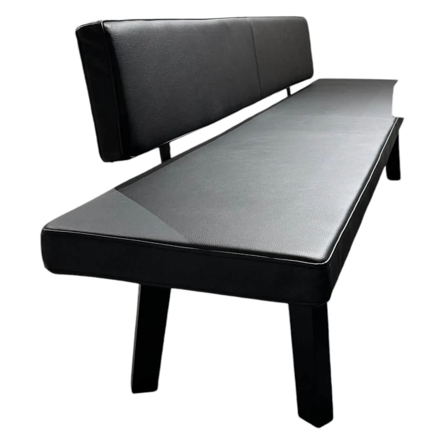 Janua Bänke|Sitzbank BB 32 Connect Leder Orient Ebony Schwarz Gestell Tiefschwarz Pulverbeschichtet Matt Füße Eiche Schwarz