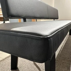 Janua Bänke|Sitzbank BB 32 Connect Leder Orient Ebony Schwarz Gestell Tiefschwarz Pulverbeschichtet Matt Füße Eiche Schwarz