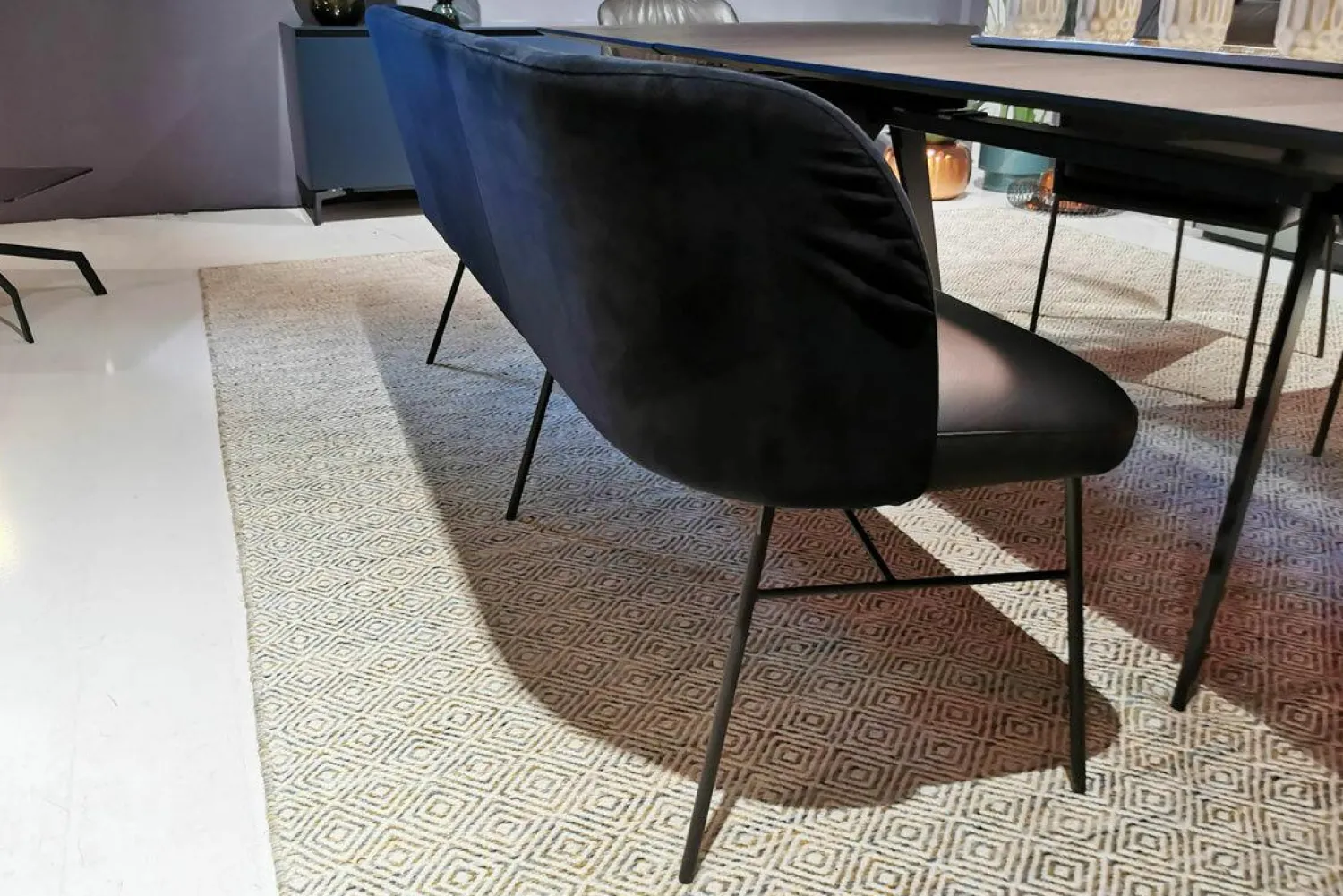 KFF Bänke|Sitzbank Gaia Casual Leder Belo Horizonte Nero Schwarz Rücken Stoff Schwarz