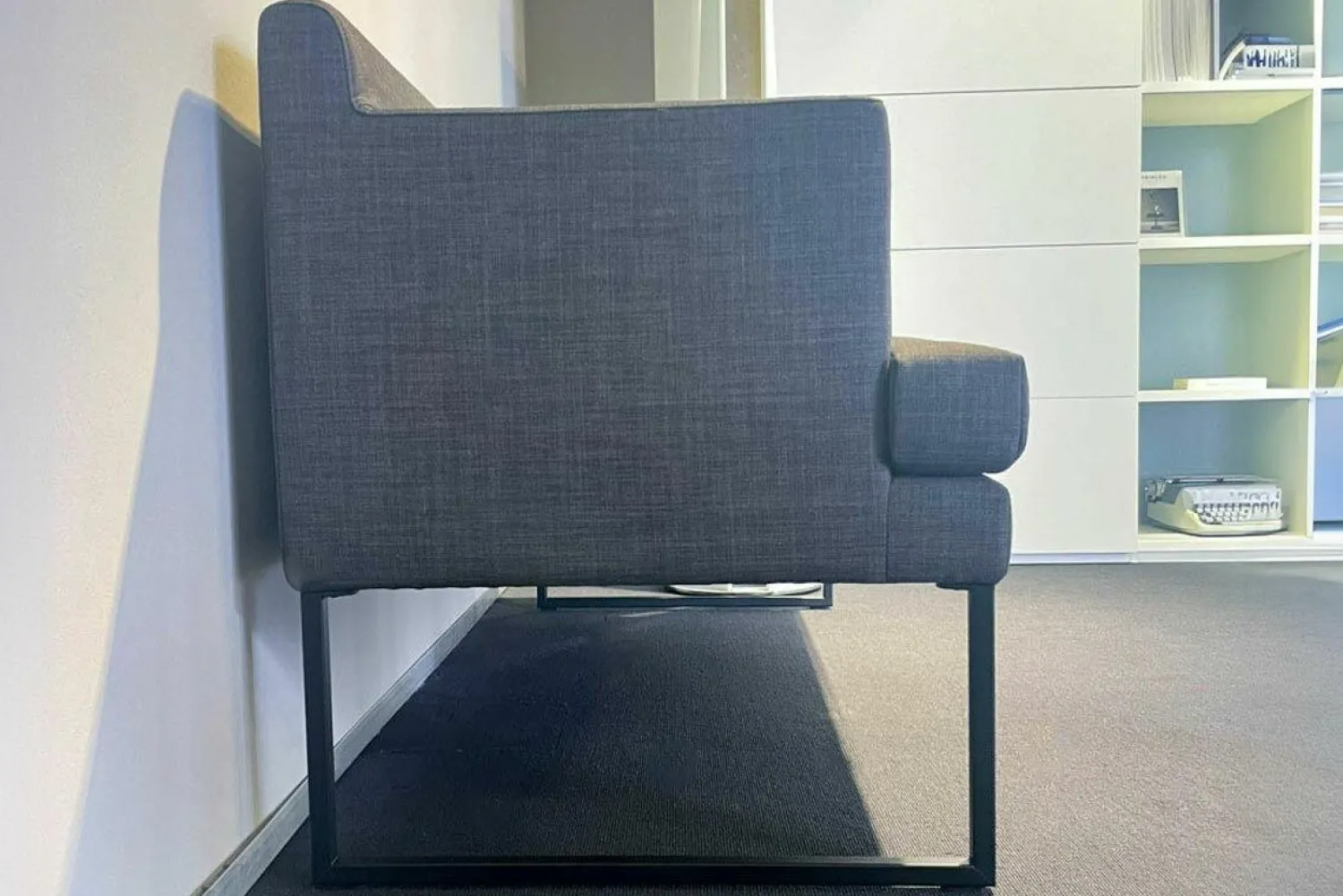 Signet Bänke|Sitzbank Gilbert Stoff Reno Schiefer Grau Meliert Metallkufe Schwarz