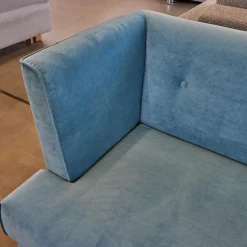 Signet Bänke|Sitzbank Smilla Stoff Atil Türkis Holzfuß Dunkelbraun