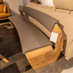 Voglauer Bänke|Sitzbank V Alpin Bezug Leder Montan Lp Cenere Grau Gestell Eiche Altholz Naturöl