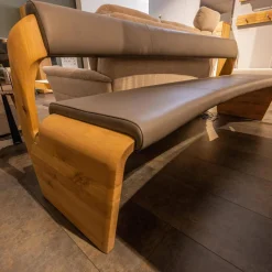 Voglauer Bänke|Sitzbank V Alpin Bezug Leder Montan Lp Cenere Grau Gestell Eiche Altholz Naturöl