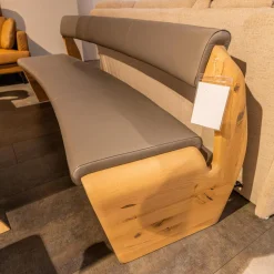 Voglauer Bänke|Sitzbank V Alpin Bezug Leder Montan Lp Cenere Grau Gestell Eiche Altholz Naturöl