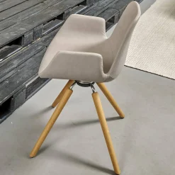 Tonon Stuhlsets|Sitzgruppe Armlehnstuhl Step Bezug Eco Kunstleder Schlamm Gestell Eiche