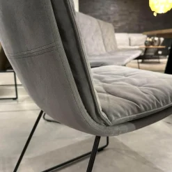 KFF Stuhlsets|Sitzgruppe Arva Stitch Stoff Seven Dolphine 180 Grau Gestell Metall Anthrazit