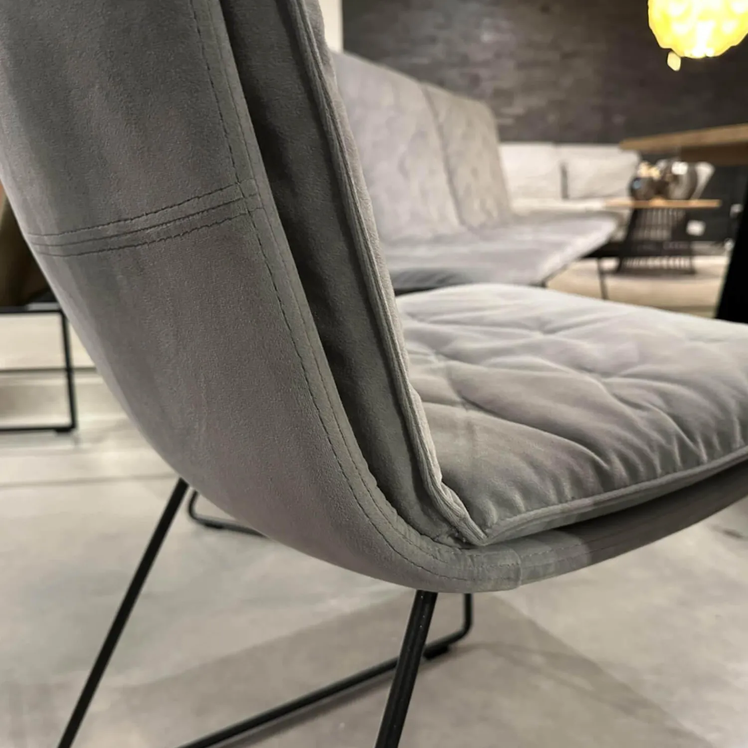 KFF Stuhlsets|Sitzgruppe Arva Stitch Stoff Seven Dolphine 180 Grau Gestell Metall Anthrazit