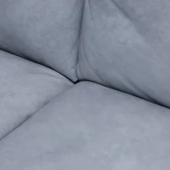 WK Wohnen Stuhlsets|Sitzgruppe Bezug Echtleder Z6927 Blue Blau Und Stoff O7226 Dove Blue Grau Gestell Schwarz