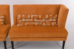 Werther Bänke|Sitzgruppe Byblos XL Stoff Jetty 2419 08 Romo Orange Gestell Holz Schwarz Inklusive Rückenkissen