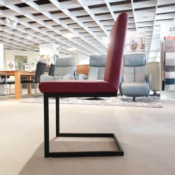 Stuhlsets|Sitzgruppe Chester Leder Bronco 10 Chianti Rot Gestell Metall Schwarz