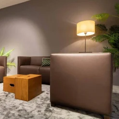 Wittmann Polstergruppen|Sitzgruppe Cubica Leder Toro Café Grau Braun Füße Buche Schwarz Gebeizt