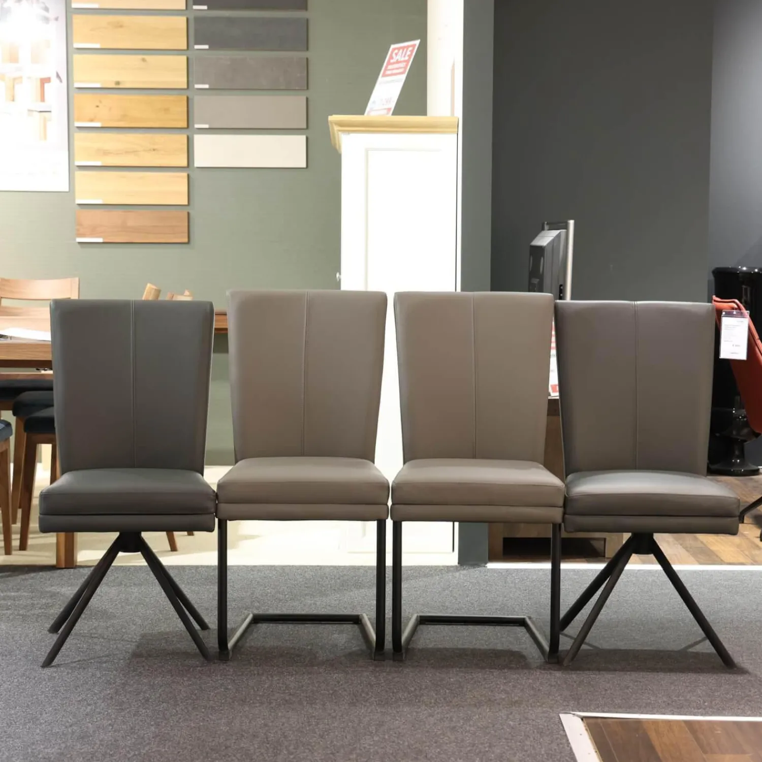 Niehoff Stuhlsets|Sitzgruppe Lavie Color Line Leder Napoli Anthrazit Und Schiefergrau Gestell Eisen Schwarz Ohne Tisch