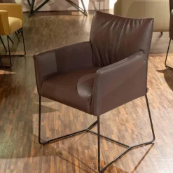 Musterring Stuhlsets|Sitzgruppe Picara Leder 3 Lomé Anthrazit Und Stoff VI Hugo Mustard Gelb Gestell Metall Schwarz