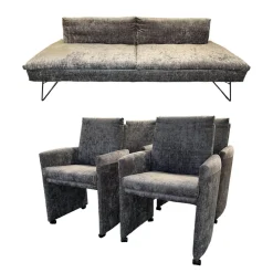 WK Wohnen Stuhlsets|Sitzgruppe Stoff Jab 2 211094 Grau Füße Schwarz