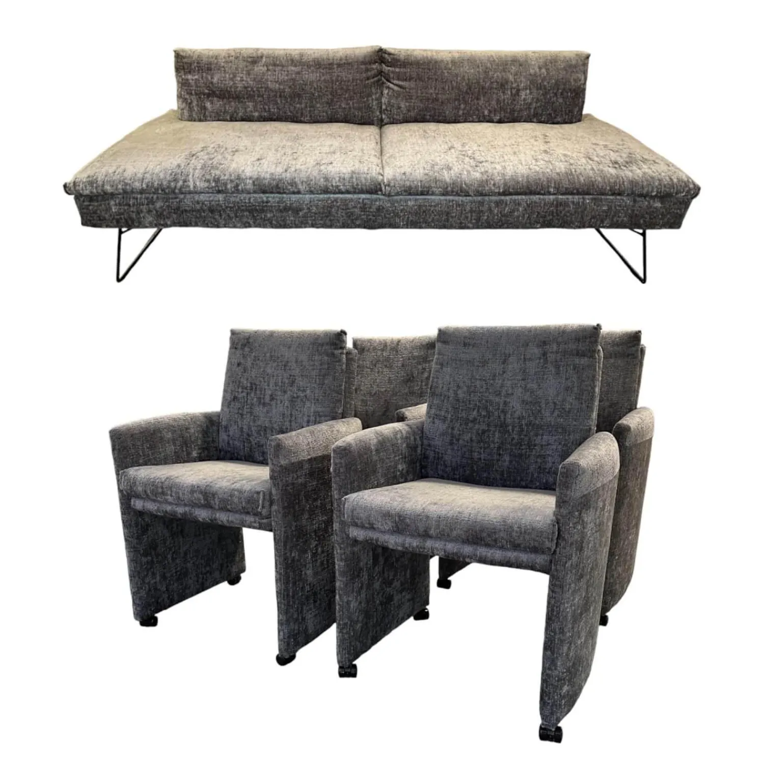 WK Wohnen Stuhlsets|Sitzgruppe Stoff Jab 2 211094 Grau Füße Schwarz