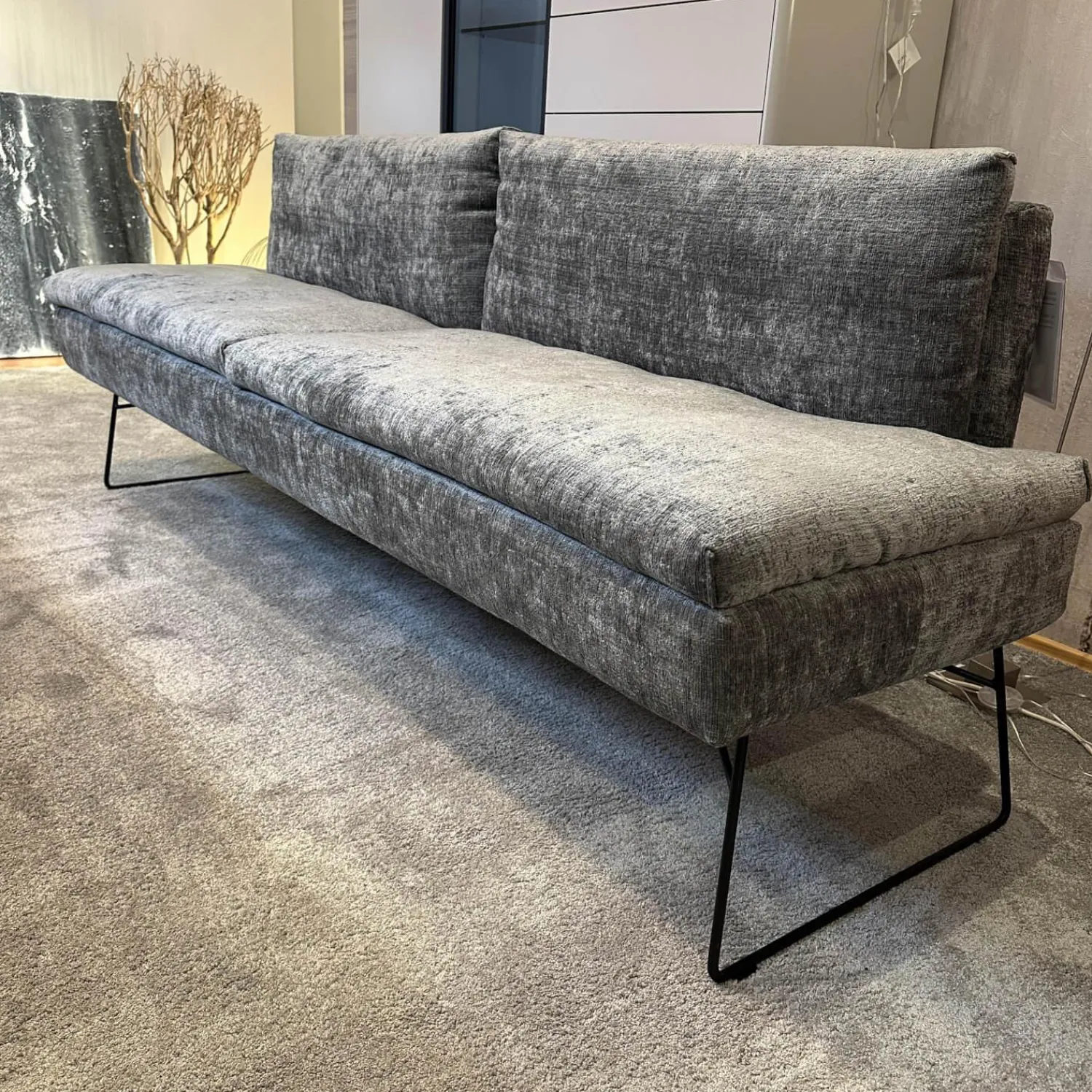 WK Wohnen Stuhlsets|Sitzgruppe Stoff Jab 2 211094 Grau Füße Schwarz