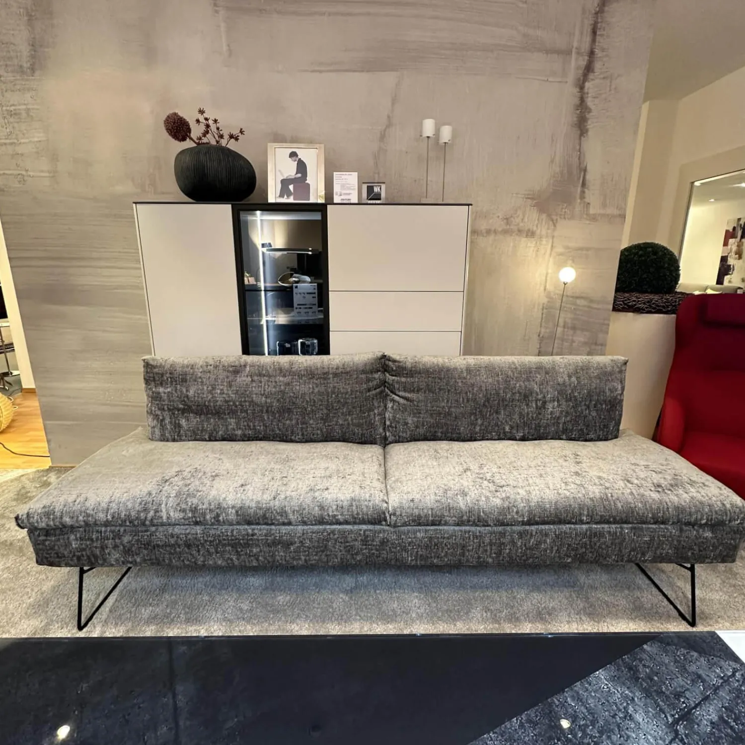 WK Wohnen Stuhlsets|Sitzgruppe Stoff Jab 2 211094 Grau Füße Schwarz