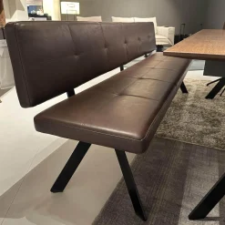 Girsberger Essgruppen|Sitzgruppe Stuhl Marel Und Bank Carim Leder Vitoria Ebony 2122 Dunkelbraun Braun Gestell Aluminium Schwarz