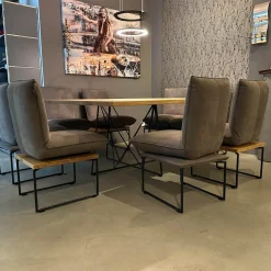 Bullfrog Stuhlsets|Sitzgruppe Tablo Leder Navajo Elefant 2020 63 Plateau Alteiche Und Plateau Bezogen Leder Untergestell Pulverbeschichtet Schwarz Matt Ohne Tisch