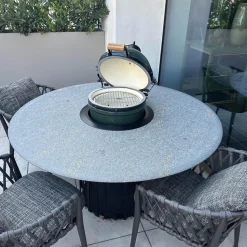 B&B Italia Essgruppen|Sitzgruppe Tisch Basket BC07 Porfido Verde Schwarz Grau Schwarz Stuhl Erica Geflecht Anthrazit Gestell Anthrazit Mit Grilltisch Bundle