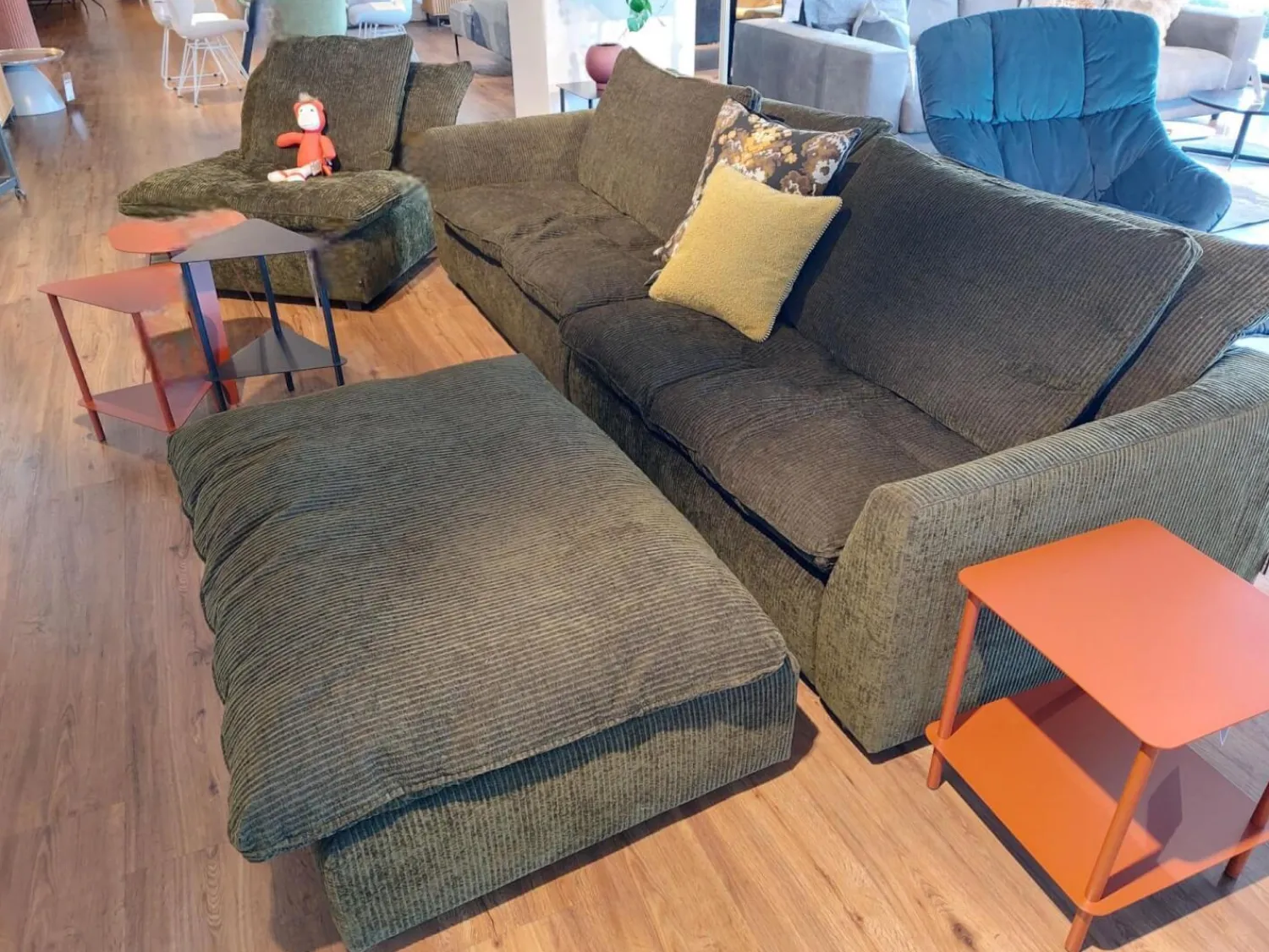 Raum.Freunde Ecksofas|Sitzgruppe Ulf Stoff Diamond Moss 1125 Grün Kunststoffgleiter Schwarz