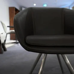 Wimmer Stuhlsets|Sitzgruppe Zweigl Kunstleder Sixty Mocca Schwarz Anthrazit Rustikale Asteiche Versiegelt Und Gestell Stahl Nickelfarbig Gebürstet