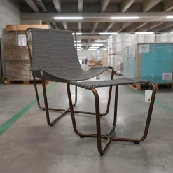 Ethimo Loungesessel|Sling Sessel Mit Hocker Stoff Elitis Lontan Gestell Brüniertes Messing