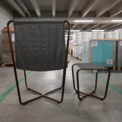 Ethimo Loungesessel|Sling Sessel Mit Hocker Stoff Elitis Lontan Gestell Brüniertes Messing