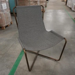 Ethimo Loungesessel|Sling Sessel Mit Hocker Stoff Elitis Lontan Gestell Brüniertes Messing