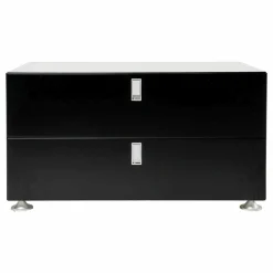 Behr Kommoden & Sideboards|Sockelkommode Menos Mattlack Pianoschwarz Griff Füße Alufarbig