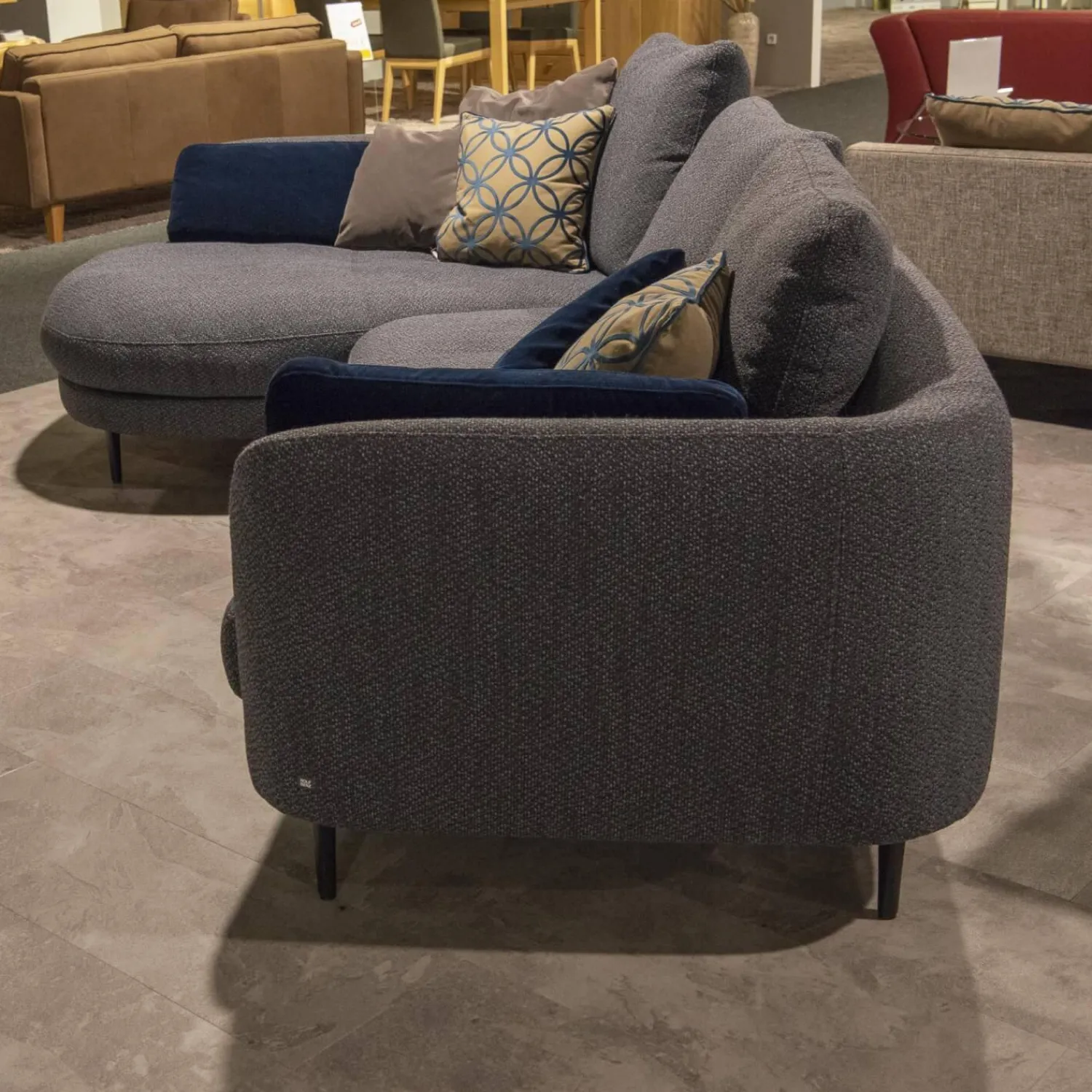 Rolf Benz Ecksofas|Sofa 555 Kumo Stoff 17.704 Farbe Graublau Füße Metall Aluminium Glatt Schwarz