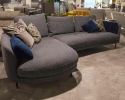 Rolf Benz Ecksofas|Sofa 555 Kumo Stoff 17.704 Farbe Graublau Füße Metall Aluminium Glatt Schwarz