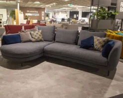 Rolf Benz Ecksofas|Sofa 555 Kumo Stoff 17.704 Farbe Graublau Füße Metall Aluminium Glatt Schwarz