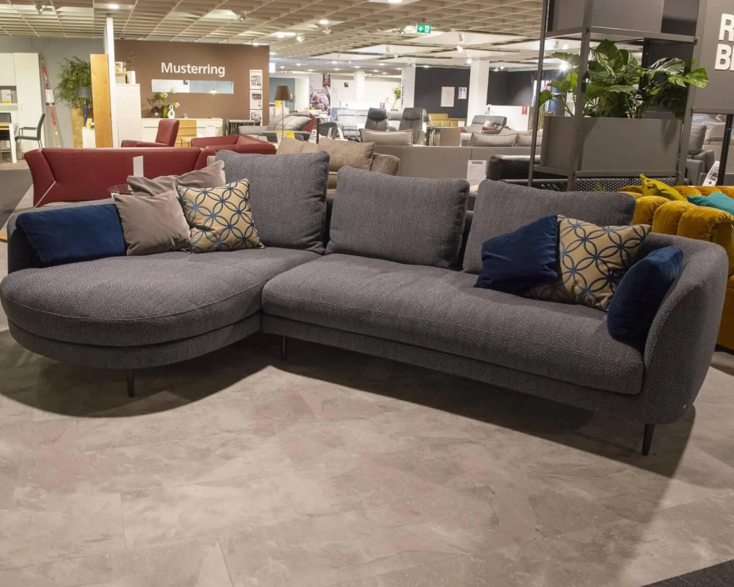 Rolf Benz Ecksofas|Sofa 555 Kumo Stoff 17.704 Farbe Graublau Füße Metall Aluminium Glatt Schwarz