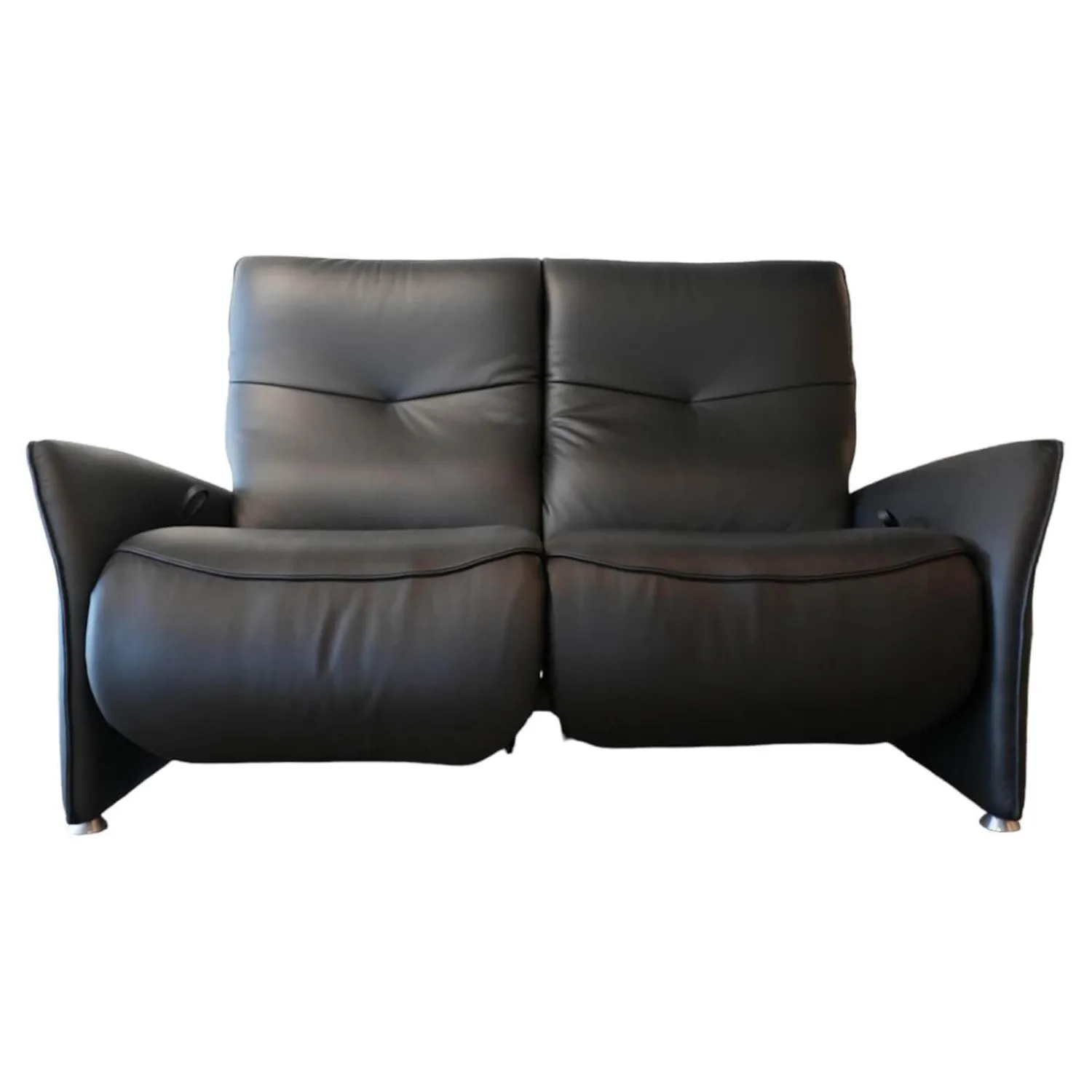 himolla 2-Sitzer-Sofas|Sofa 4929 Leder 31 Longsoft Rabe Schwarz Fuß Aluminium Mit Relaxfunktion