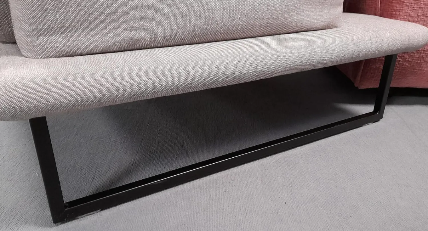 Bullfrog 2-Sitzer-Sofas|Sofa 18007 Stoff Platin Grau 1110/60 Fuß Kufe Schwarz mit Drehfunktion