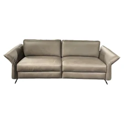 Rom 2-Sitzer-Sofas|Sofa Adora Bezug Leder Kenia LG1 Grey Grau Füße Schwarz 01BL