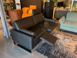 Brühl 2-Sitzer-Sofas|Sofa Alba 55 70 Leder Unit 5423 10 Schwarz Metallkufe Verchromt Glänzend Inkl Sitztiefenverstellung