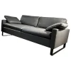 Brühl 3-Sitzer-Sofas|Sofa Alba Leder 5669 95 Grau Metallkufe Schwarz Pulverbeschichtet