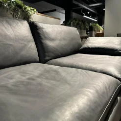 Brühl 3-Sitzer-Sofas|Sofa Alba Leder 5669 95 Grau Metallkufe Schwarz Pulverbeschichtet