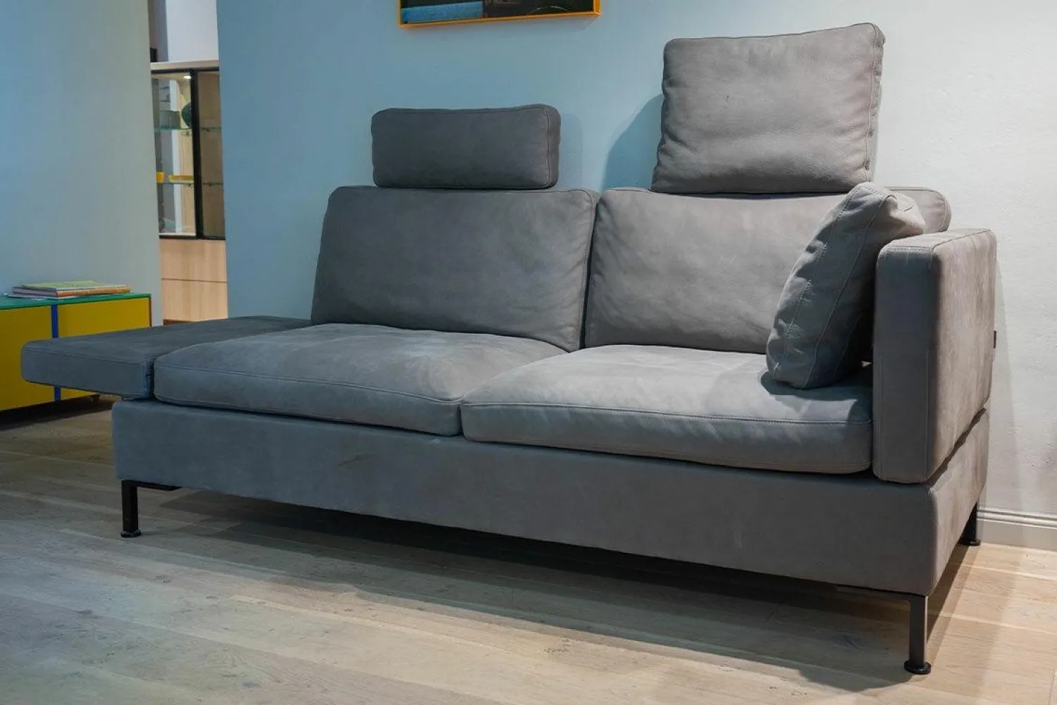 Brühl 2-Sitzer-Sofas|Sofa Alba Leder Taron 20 Grau Braun Gestell Schwarz Pulverbeschichtet Inklusive Kissen