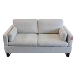 Brühl 2-Sitzer-Sofas|Sofa Alba M Stoff 4430 Beige Grau Fuß Schwarz Mit Integrierten Kopfstützen