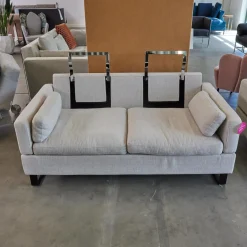 Brühl 2-Sitzer-Sofas|Sofa Alba M Stoff 4430 Beige Grau Fuß Schwarz Mit Integrierten Kopfstützen